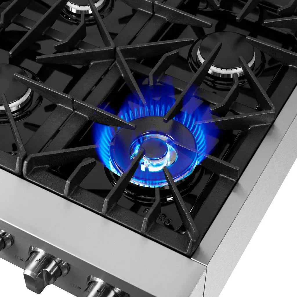 Forno Lseo 48 in. 8 Burner Gas Rangetop with Griddle in Stainless Steel (FCTGS5737-48)-