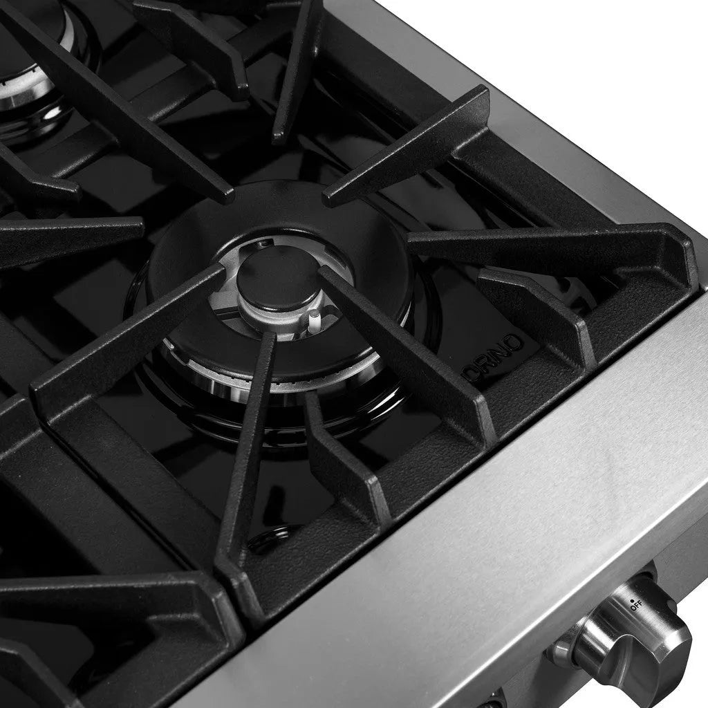 Forno Lseo 48 in. 8 Burner Gas Rangetop with Griddle in Stainless Steel (FCTGS5737-48)-
