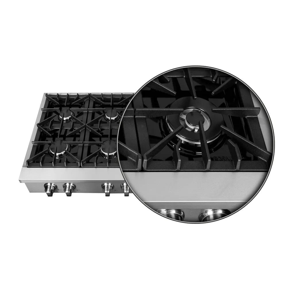 Forno Lseo 48 in. 8 Burner Gas Rangetop with Griddle in Stainless Steel (FCTGS5737-48)-