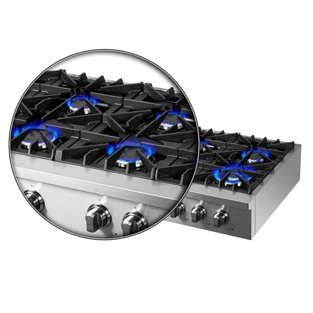 Forno Lseo 48 in. 8 Burner Gas Rangetop with Griddle in Stainless Steel (FCTGS5737-48)-