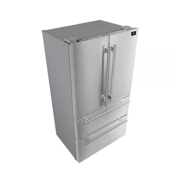 Forno Moena - 36 in. 19 cu.ft French Door Counter Depth Refrigerator in Stainless Steel (FFRBI1820-36SB) Side Top View