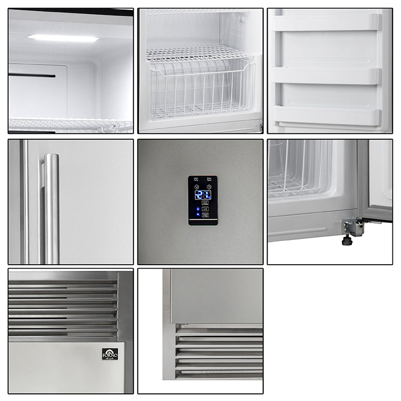 Forno Rizzuto - 32 in. 13.8 cu.ft. Interchangeable Refrigerator to Freezer with Right Side Door and Decorative Grill in Stainless Steel (FFFFD1933-32RS)-