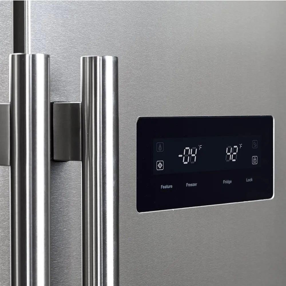 Forno Salerno - 33 in. Side by Side Refrigerator in Stainless Steel with Decorative Grill Trim Kit (FFRBI1805-37SG)-