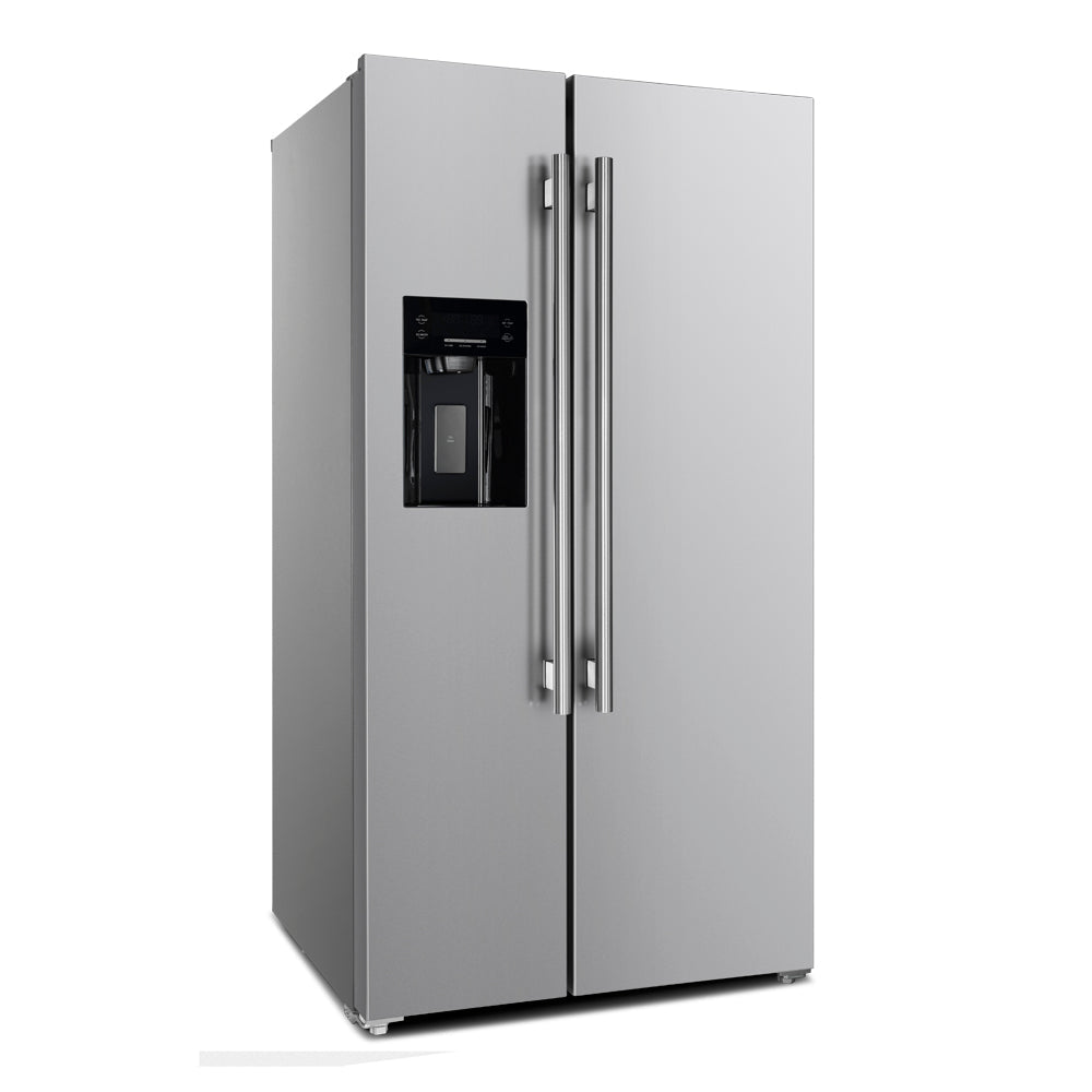 Forno Salerno - 36 in. Side by Side Refrigerator with External Water and Ice Dispenser in Stainless Steel with Trim Kit (FFRBI1844-40SG)-