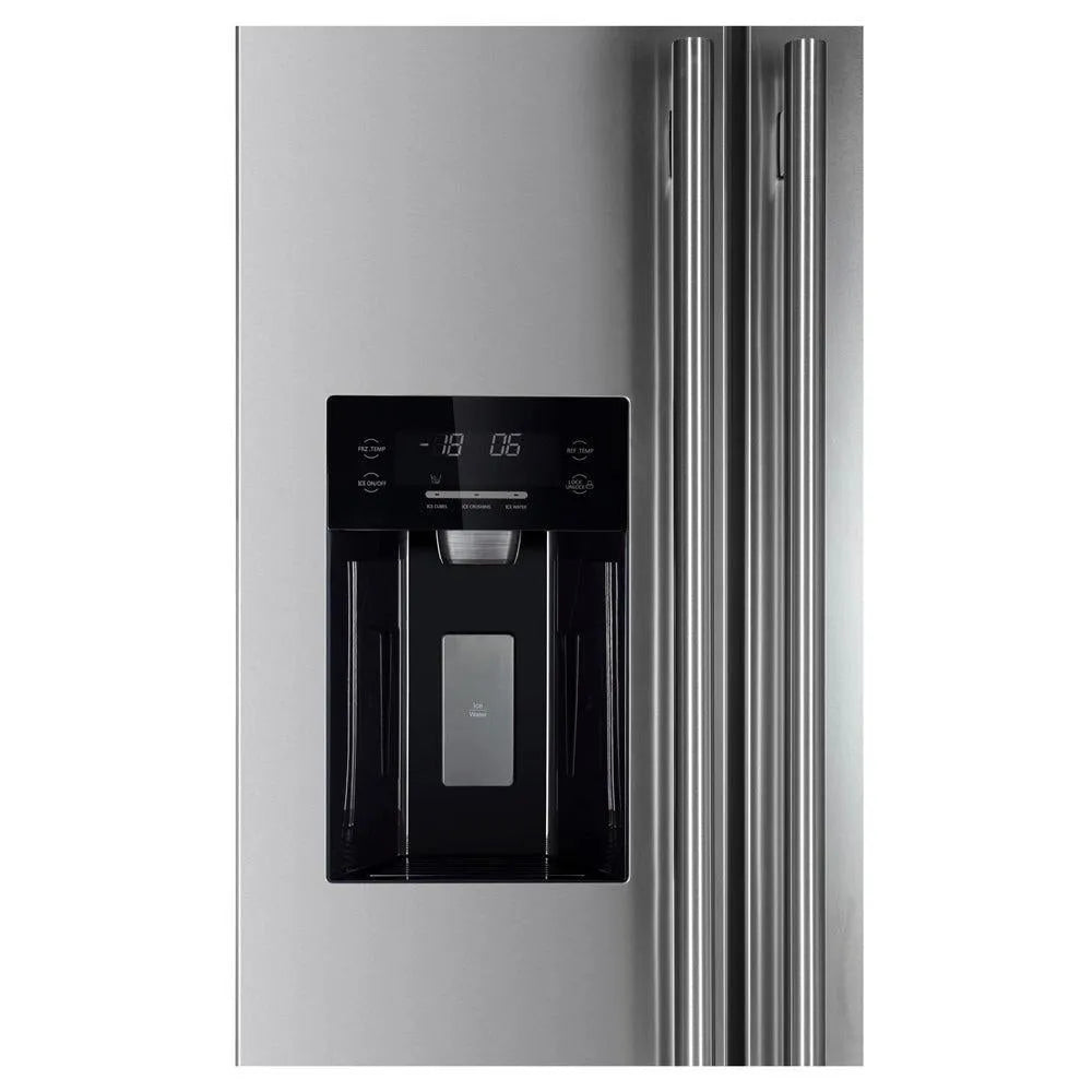 Forno Salerno - 36 in. Side by Side Refrigerator with External Water and Ice Dispenser in Stainless Steel with Trim Kit (FFRBI1844-40SG)-
