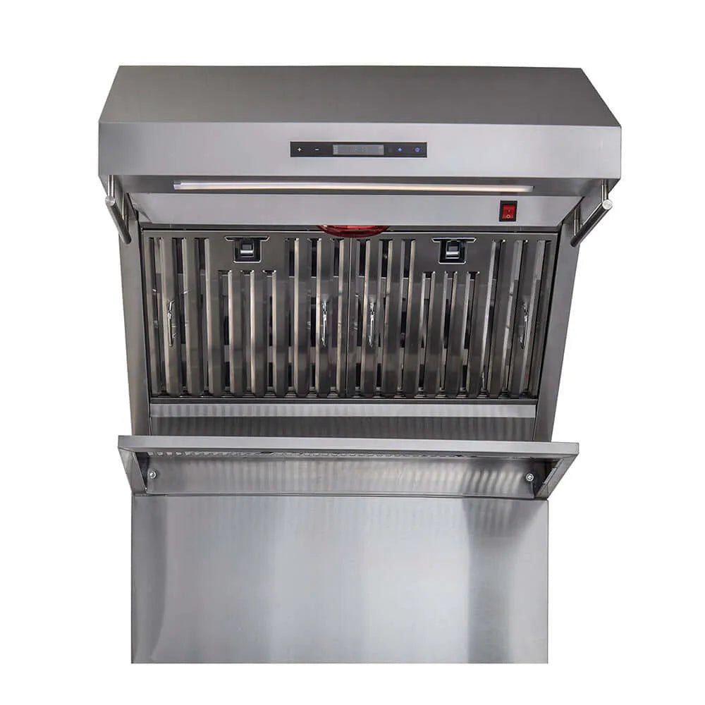Forno Savona - 30 in. Wall Mount Range Hood and Back Splash with Red Light Warmer and Shelf (FRHWM5029-30HB)-