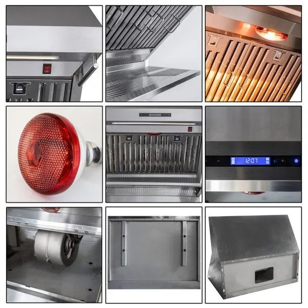 Forno Savona - 30 in. Wall Mount Range Hood and Back Splash with Red Light Warmer and Shelf (FRHWM5029-30HB)-