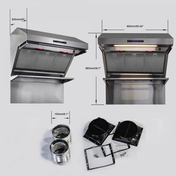 Forno Savona - 36 in. Wall Mount Range Hood & Back Splash in Stainless Steel (FRHWM5029-36HB)-