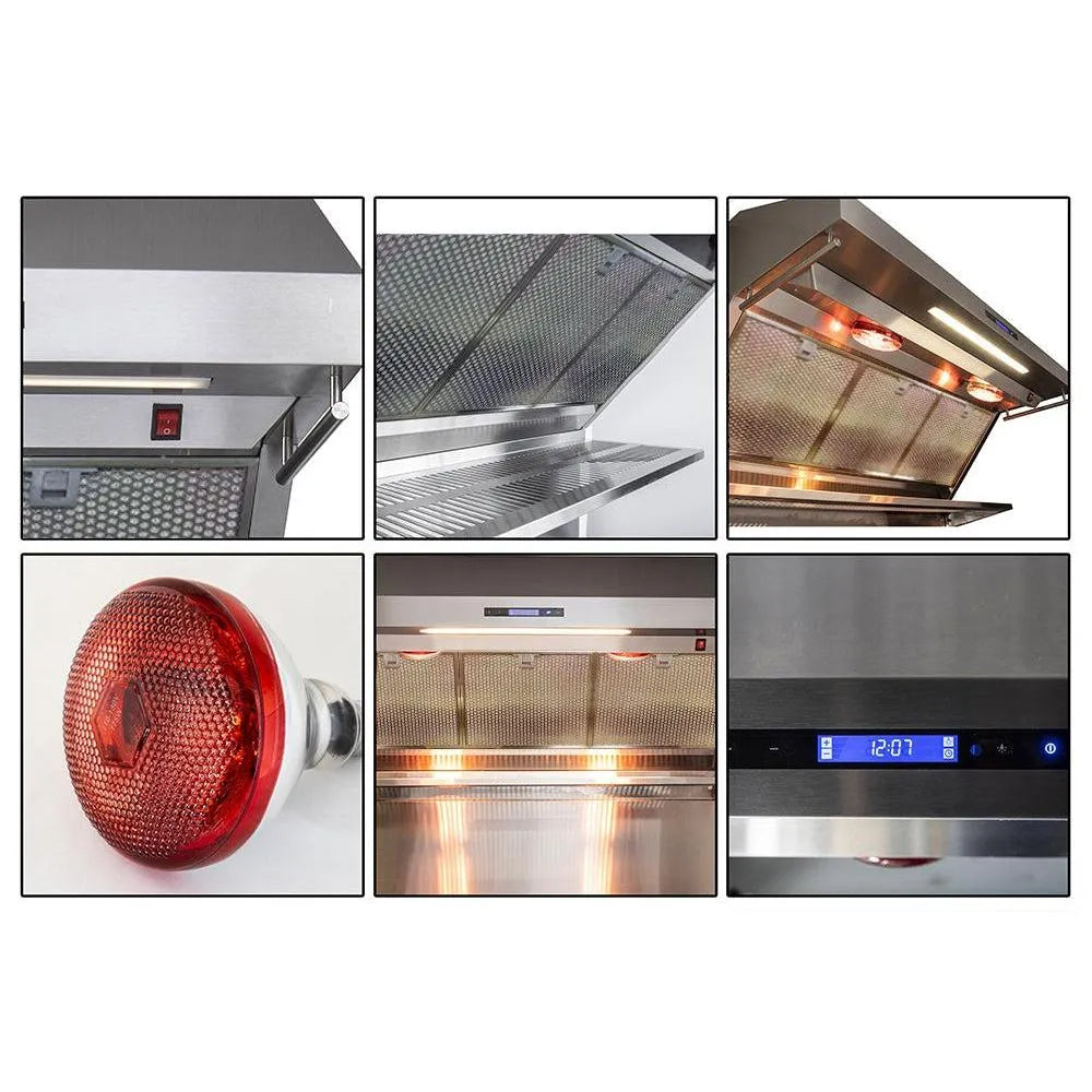 Forno Savona - 48 in. Wall Mount Range Hood & Back Splash with Red Warming Light in Stainless Steel (FRHWM5029-48HB)-