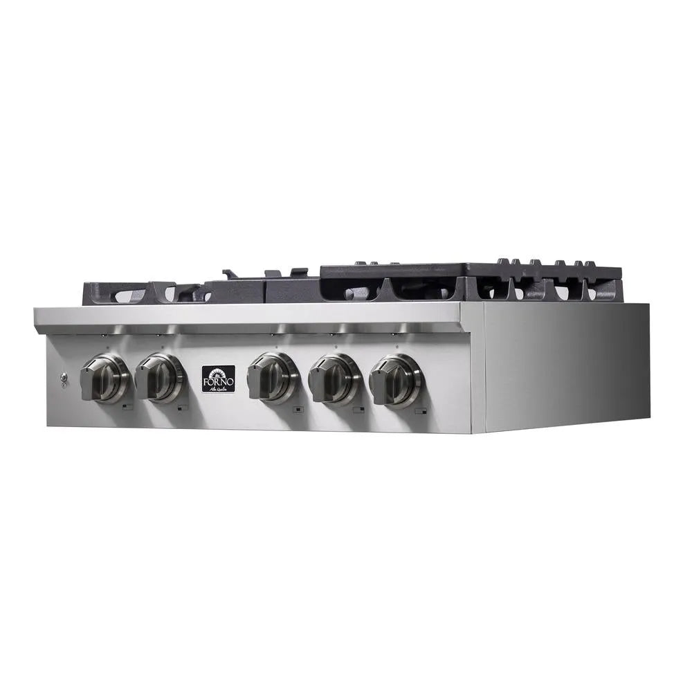 Forno Spezia 30 in. 5 Burner Gas Cooktop with Wok Ring and Griddle in Stainless Steel (FCTGS5751-30)-