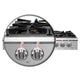 Forno Spezia 48 in. 8 Burner Gas Rangetop with Wok Ring and Griddle in Stainless Steel (FCTGS5751-48) close-up, LED indicators on knobs.