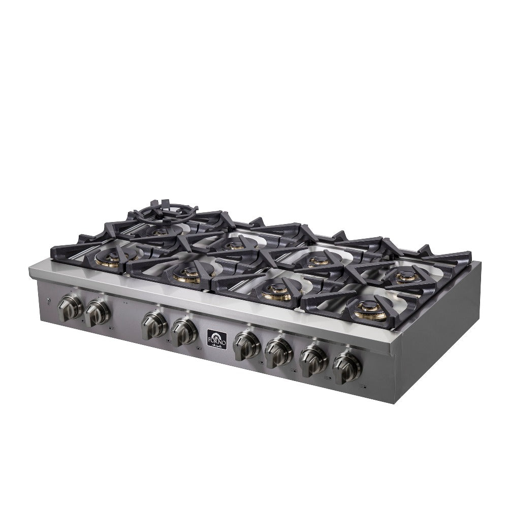 Forno Spezia 48 in. 8 Burner Gas Cooktop with Wok Ring and Griddle in Stainless Steel (FCTGS5751-48)