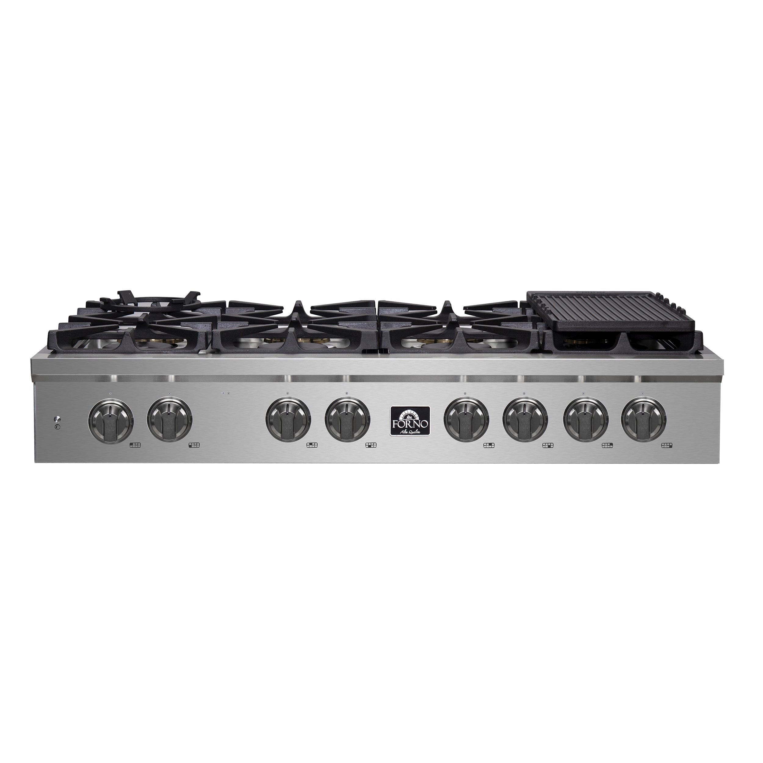 Forno Spezia 48 in. 8 Burner Gas Cooktop with Wok Ring and Griddle in Stainless Steel (FCTGS5751-48)-
