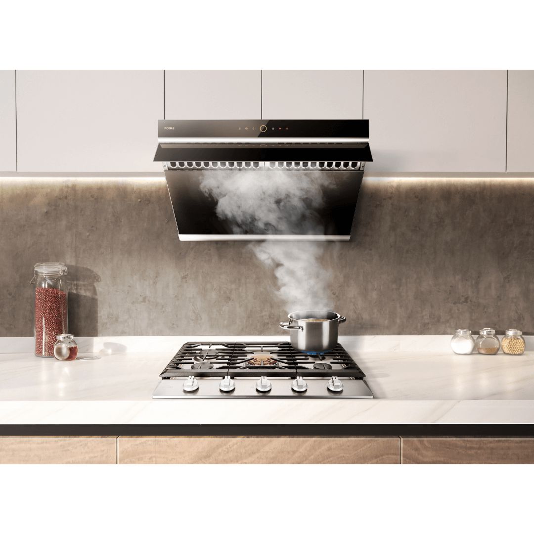 Fotile 2-Piece Kitchen Package-With Stainless Steel 30 in. Gas Cooktop and 30 in. 850 CFM Wall Mount Range Hood with Touchscreen (JQG7501 + GLS30501)