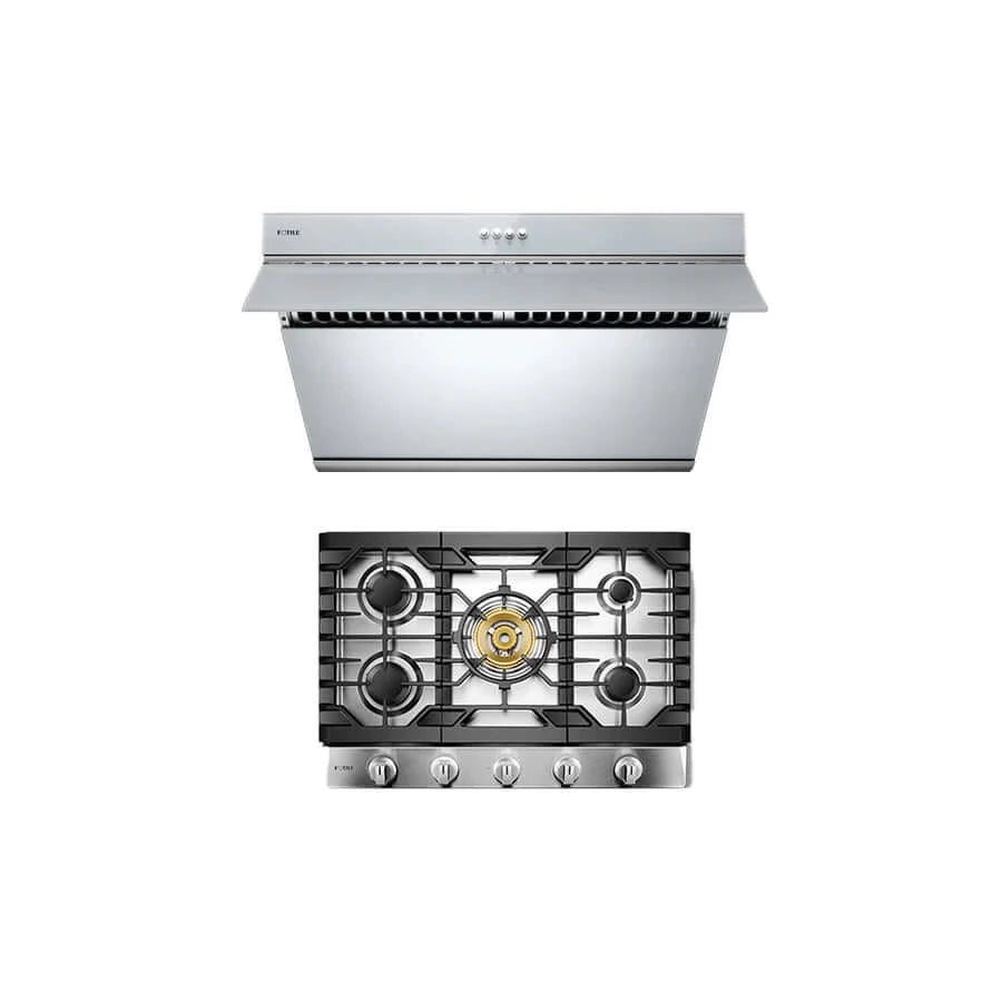 Fotile 2-Piece Kitchen Package-With Stainless Steel 30 in. Gas Cooktop and 30 in. 850 CFM Wall Mount Range Hood with Touchscreen (JQG7502.G + GLS30501)