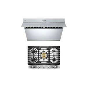 Fotile 2-Piece Kitchen Package with Stainless Steel 30 in. Gas Cooktop and 30 in. 850 CFM Wall Mount Range Hood with Touchscreen (JQG7502.G + GLS30501)