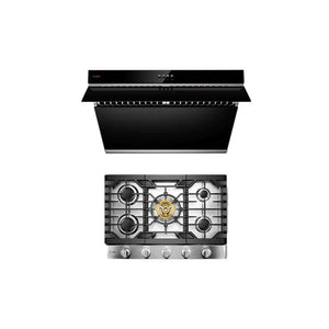 Fotile 2-Piece Kitchen Package with Stainless Steel 30 in. Gas Cooktop and Onyx Black 30 in. 850 CFM Wall Mount Range Hood with Touchscreen (JQG7522 + GLS30501)