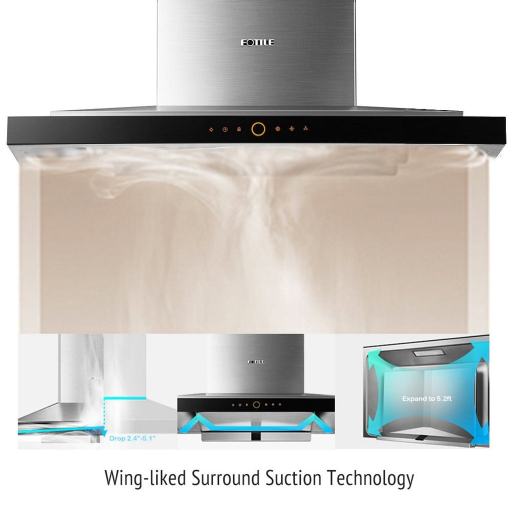 Fotile Perimeter Vent Series 36 in. 900 CFM Wall Mount Range Hood with Touchscreen in Stainless Steel (EMS9018)