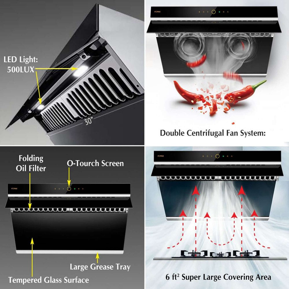 Fotile Slant Vent Series 30 in. 1000 CFM Wall Mount Range Hood with Motion and Touch Activation with Color Options (JQG7505)