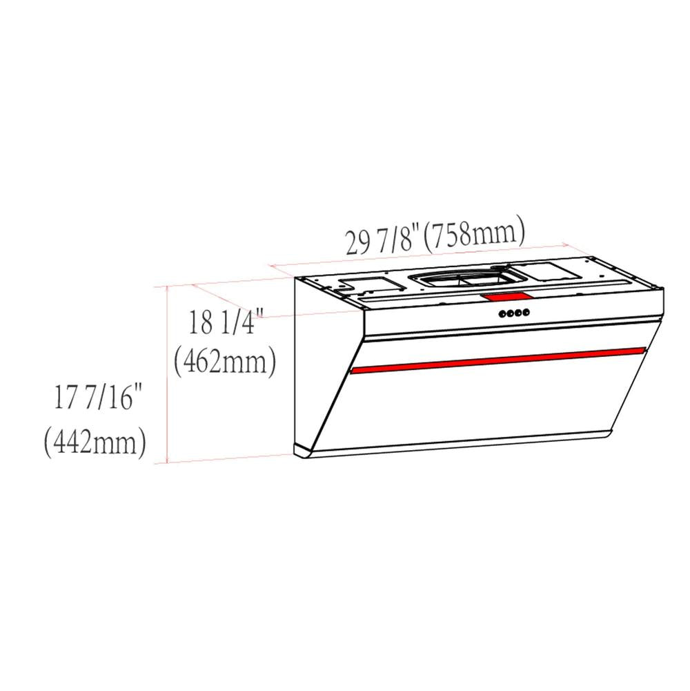 Fotile Slant Vent Series 30 in. 850 CFM Wall Mount Range Hood with Push Buttons and Color Options (JQG7522)