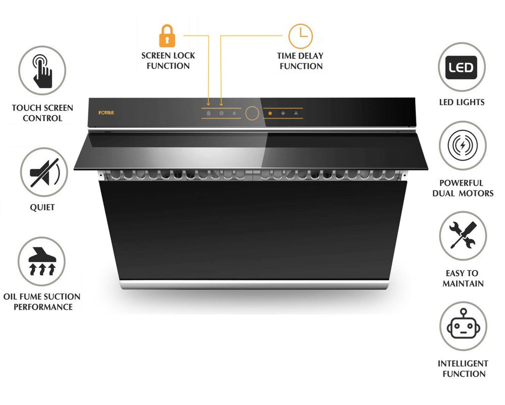 Fotile Slant Vent Series 30 in. 850 CFM Wall Mount Range Hood with Touchscreen and Color Options (JQG7501)