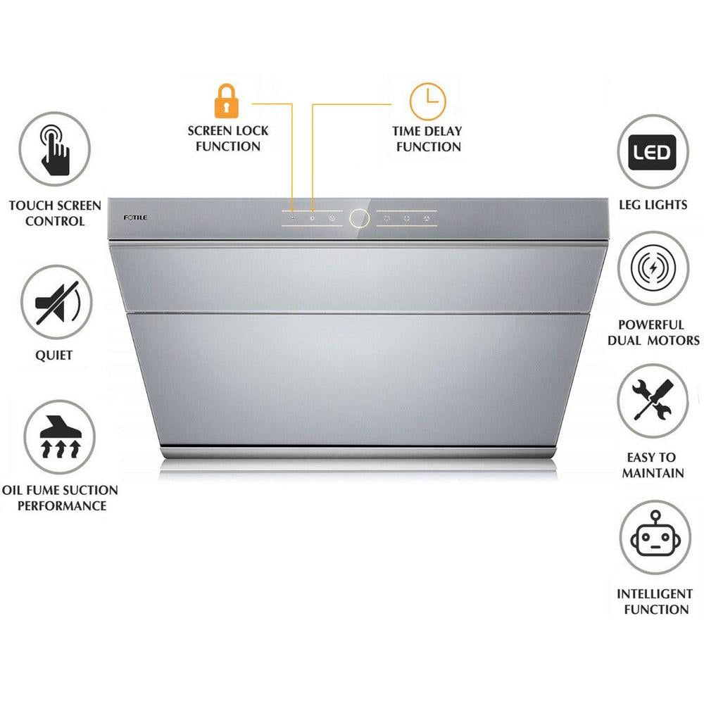Fotile Slant Vent Series 30 in. 850 CFM Wall Mount Range Hood with Touchscreen and Color Options (JQG7501)