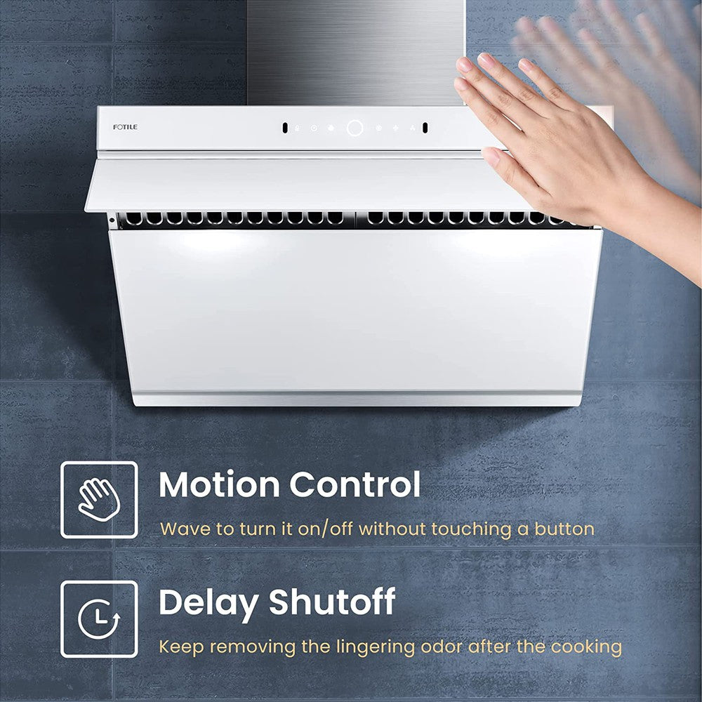 Fotile Slant Vent Series 36 in. 1000 CFM Wall Mount Range Hood with Motion and Touch Activation in Onyx Black (JQG9006)