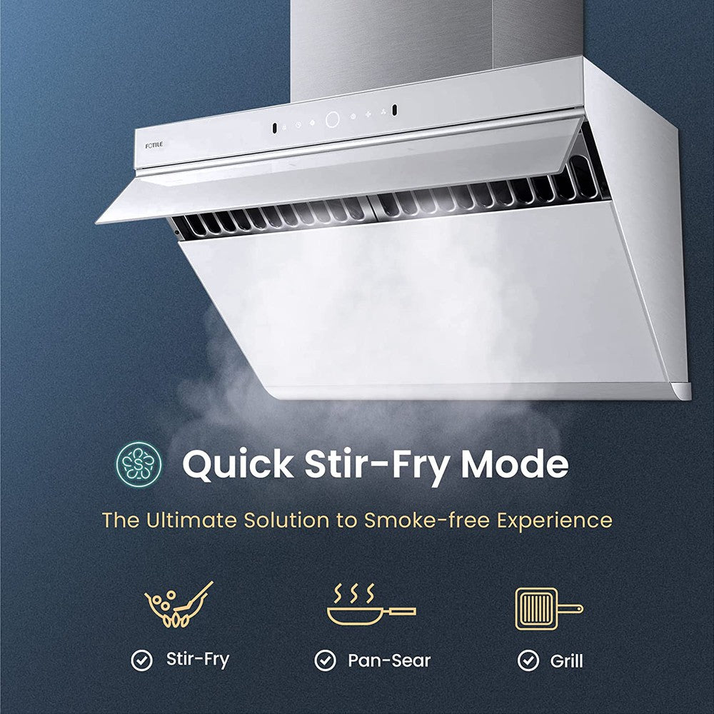 Fotile Slant Vent Series 36 in. 1000 CFM Wall Mount Range Hood with Motion and Touch Activation in Onyx Black (JQG9006)