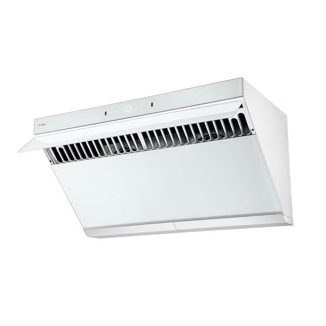 Fotile Slant Vent Series 36 in. 1000 CFM Wall Mount Range Hood with Motion and Touch Activation in White Schott Glass (JQG9006-W)