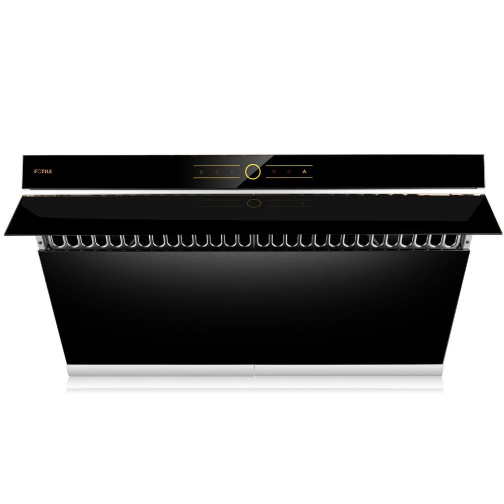 Fotile Slant Vent Series 36 in. 850 CFM Wall Mount Range Hood with Touchscreen in Onyx Black Tempered Glass (JQG9001)