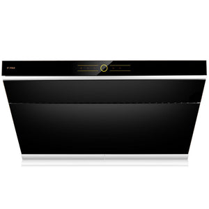 Fotile Slant Vent Series 36 in. 850 CFM Wall Mount Range Hood with Touchscreen in Onyx Black Tempered Glass (JQG9001) main image.