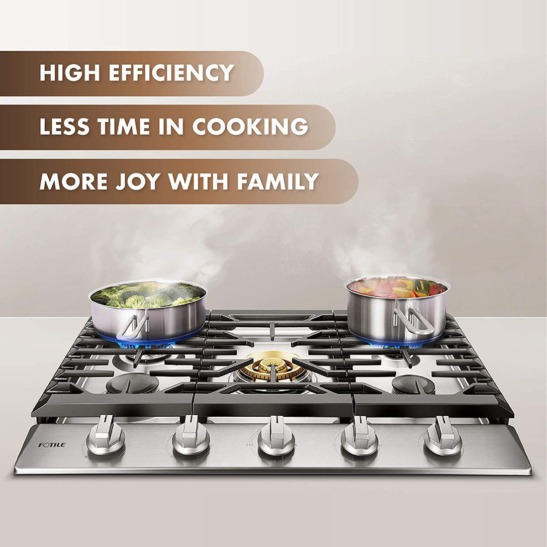 Fotile Tri-Ring Series 30 in. Gas Cooktop with 5 Burners in Stainless Steel (GLS30501)