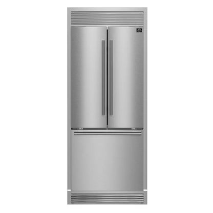 Forno Gallipoli 35 in. 17.5 cu.ft. French Door Refrigerator with Internal Ice Maker in Stainless Steel with Decorative Grill Trim Kit (FFFFD1974-35SG)