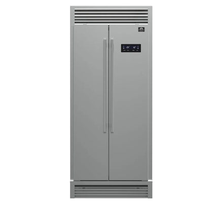 Forno Salerno 33 in. Side by Side Refrigerator in Stainless Steel with Decorative Grill Trim Kit (FFRBI1805-37SG)