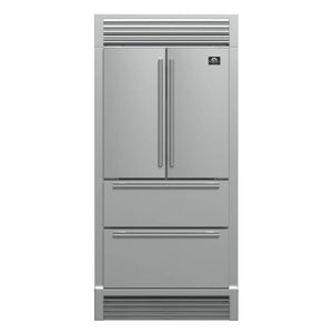 Forno Moena 36 in. 19 cu. ft. French Door Counter Depth Refrigerator with Decorative Grill Trim Kit in Stainless Steel (FFRBI1820-40SG) main image.