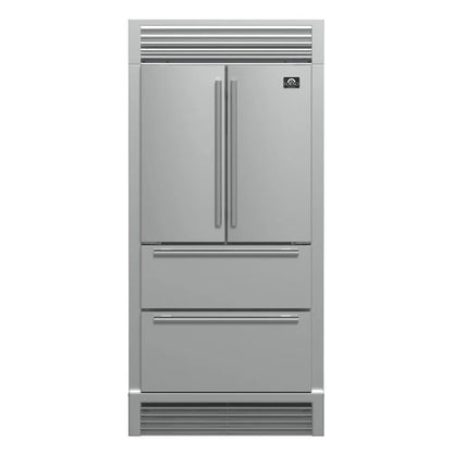 Forno Moena 36 in. 19 cu. ft. French Door Counter Depth Refrigerator with Decorative Grill Trim Kit in Stainless Steel (FFRBI1820-40SG) main image.