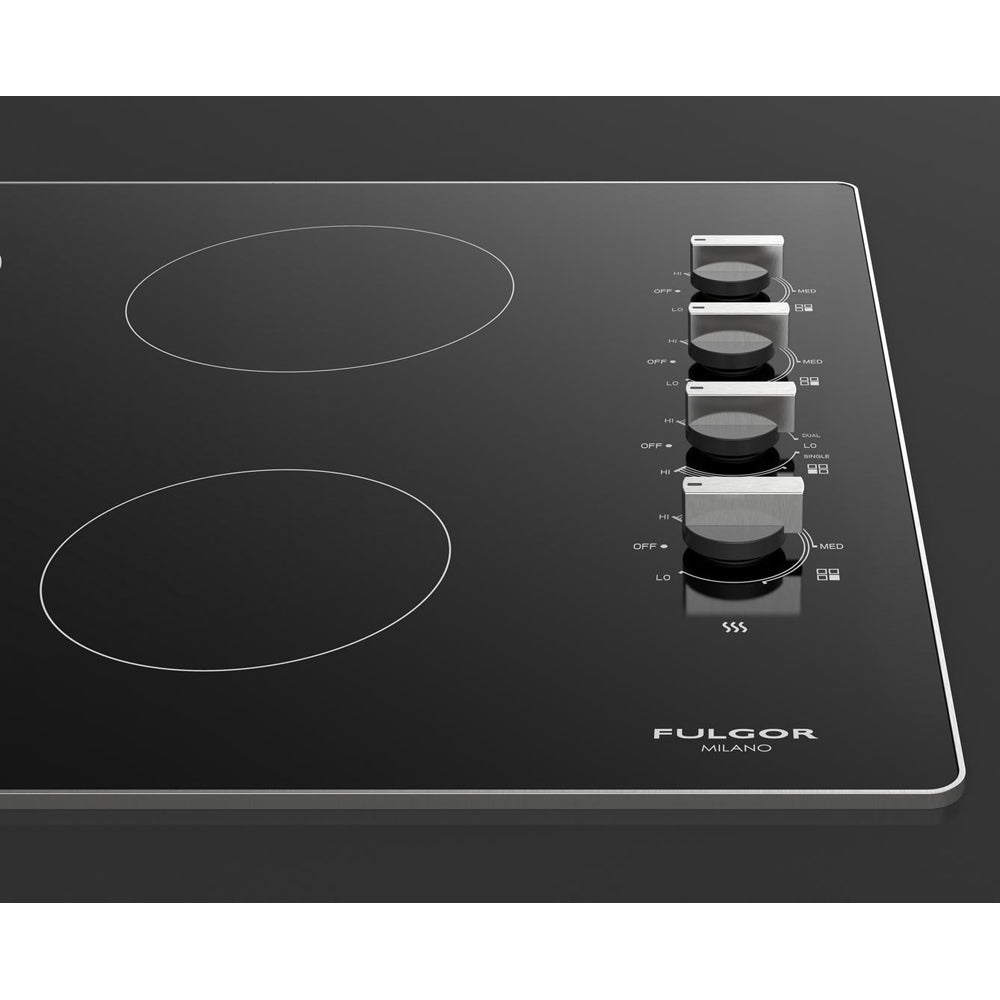 Fulgor Milano 24 in. 300 Series Electric Cooktop with 4 Burners and Glass Ceramic Cooktop in Stainless Steel (F3RK24S2)-