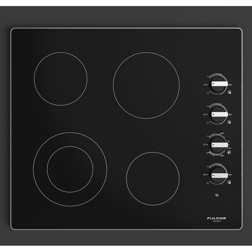 Fulgor Milano 24 in. 300 Series Electric Cooktop with 4 Burners and Glass Ceramic Cooktop in Stainless Steel (F3RK24S2)-