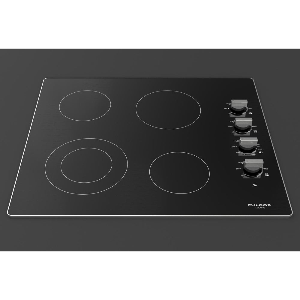 Fulgor Milano 24 in. 300 Series Electric Cooktop with 4 Burners and Glass Ceramic Cooktop in Stainless Steel (F3RK24S2)-