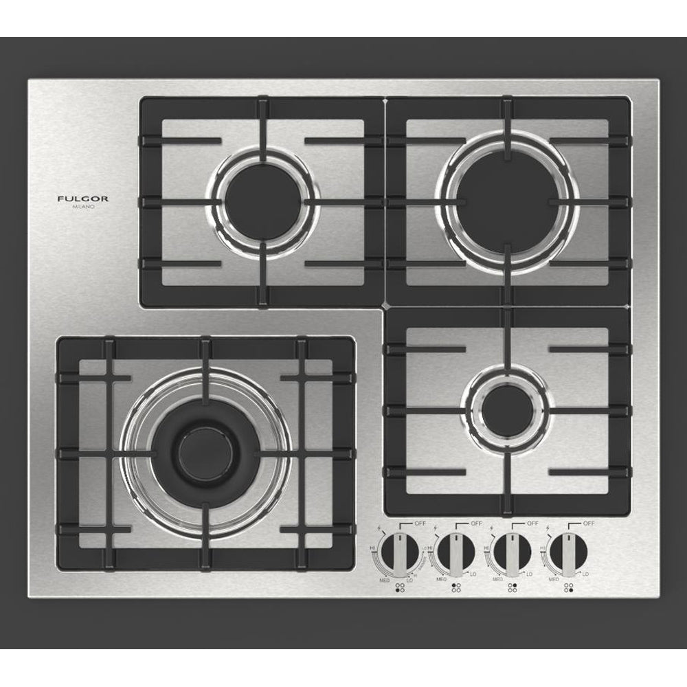Fulgor Milano 24 in. 400 Series Gas Cooktop with 4 Burners in Stainless Steel (F4GK24S1)-