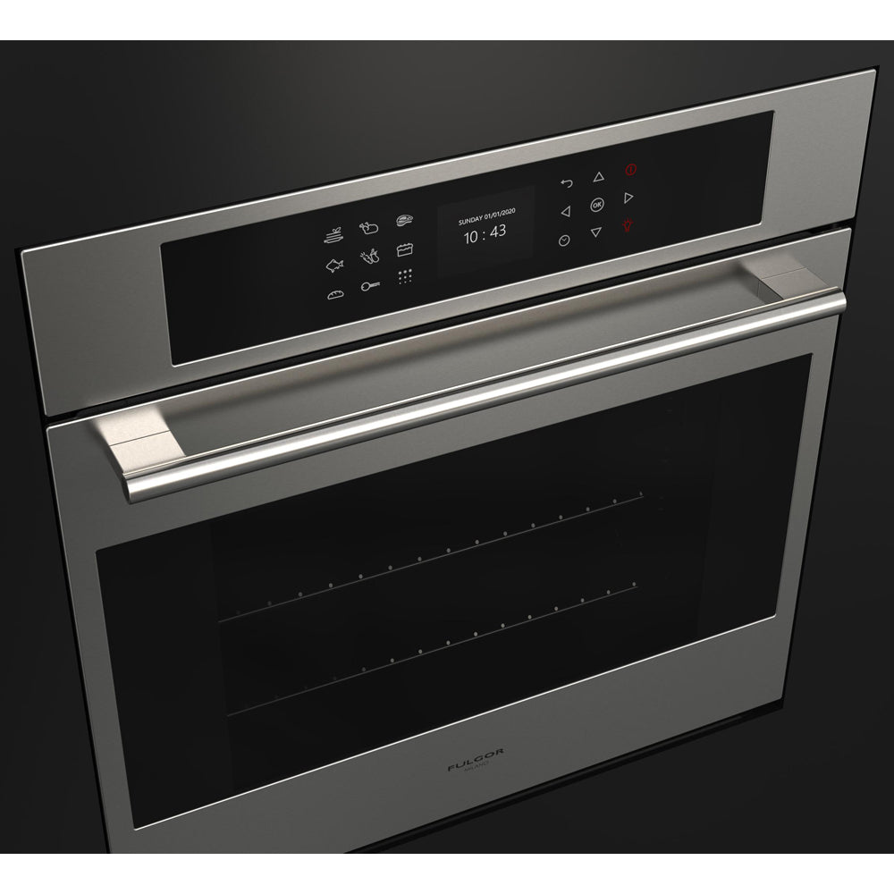 Fulgor Milano 24 in. Electric Single Wall Oven with Self Clean and Convection in Stainless Steel (F7SP24S1)-