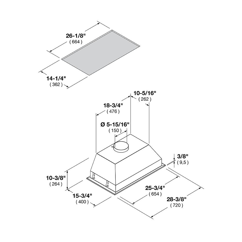 Fulgor Milano 28 in. 600 CFM Professional Range Hood Insert in Stainless Steel (F4BP28S1)-