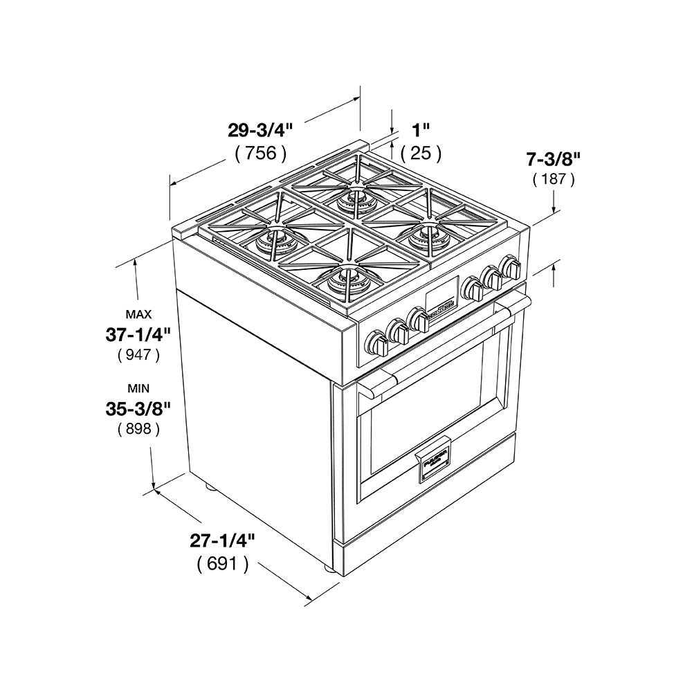 Fulgor Milano 30 in. 600 Series Dual Fuel Range with 4 Burners in Stainless Steel (F6PDF304S1)-