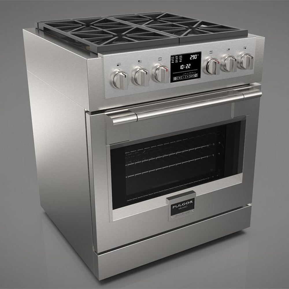 Fulgor Milano 30 in. 600 Series Dual Fuel Range with 4 Burners in Stainless Steel (F6PDF304S1)-