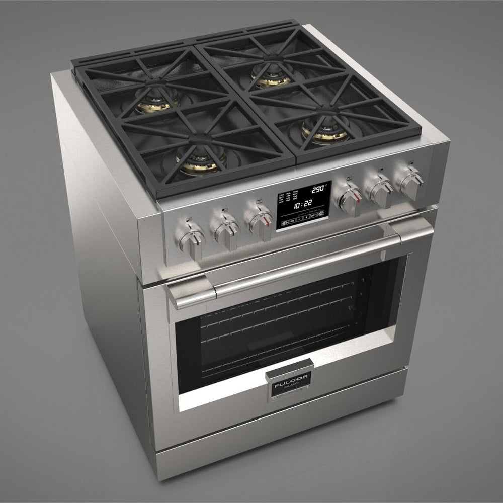 Fulgor Milano 30 in. 600 Series Dual Fuel Range with 4 Burners in Stainless Steel (F6PDF304S1)-