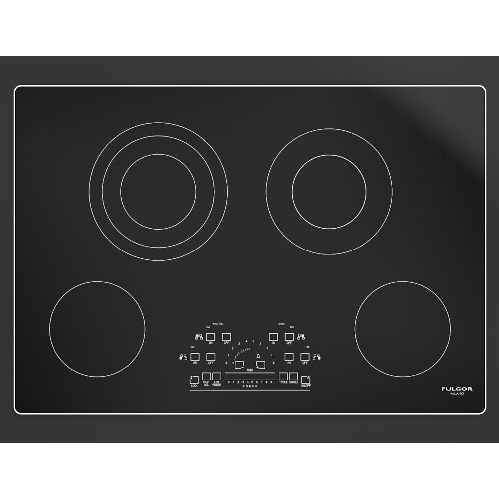 Fulgor Milano 30 in. 600 Series Electric Cooktop with 4 Burners and Glass Ceramic Cooktop in Stainless Steel (F6RT30S2)-