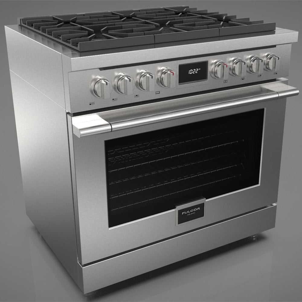 Fulgor Milano 36 in. 400 Series Accento Dual Fuel Range in Stainless Steel (F4PDF366S1)-