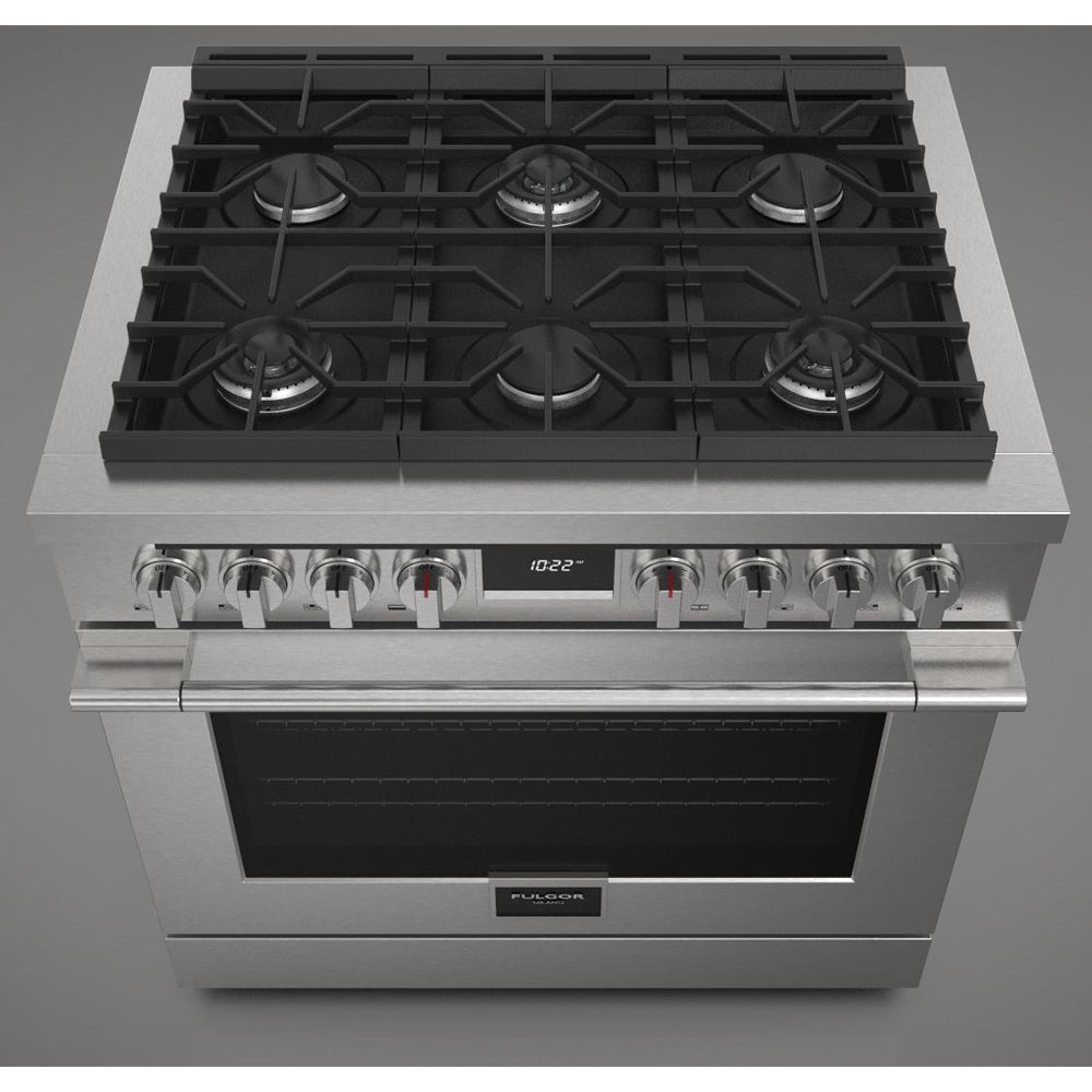 Fulgor Milano 36 in. 400 Series Accento Dual Fuel Range in Stainless Steel (F4PDF366S1)-