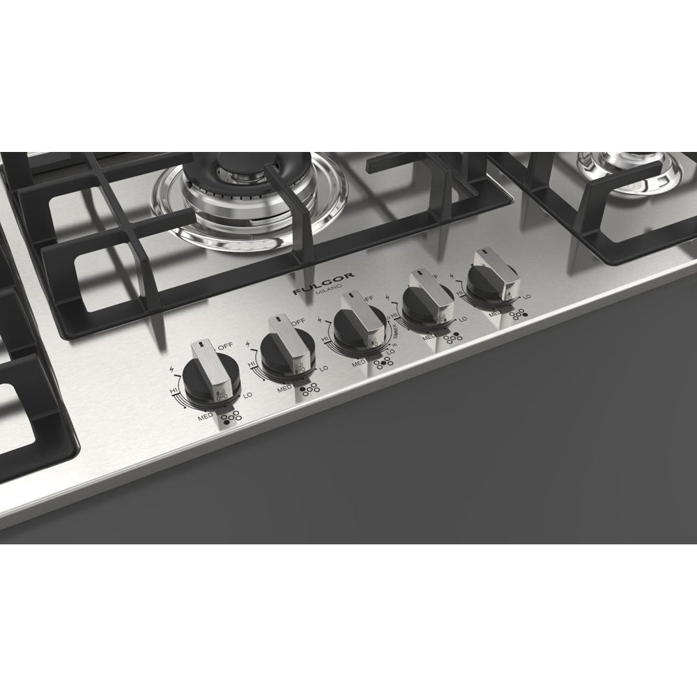 Fulgor Milano 36 in. 400 Series Gas Cooktop with 5 Burners in Stainless Steel (F4GK36S1)-