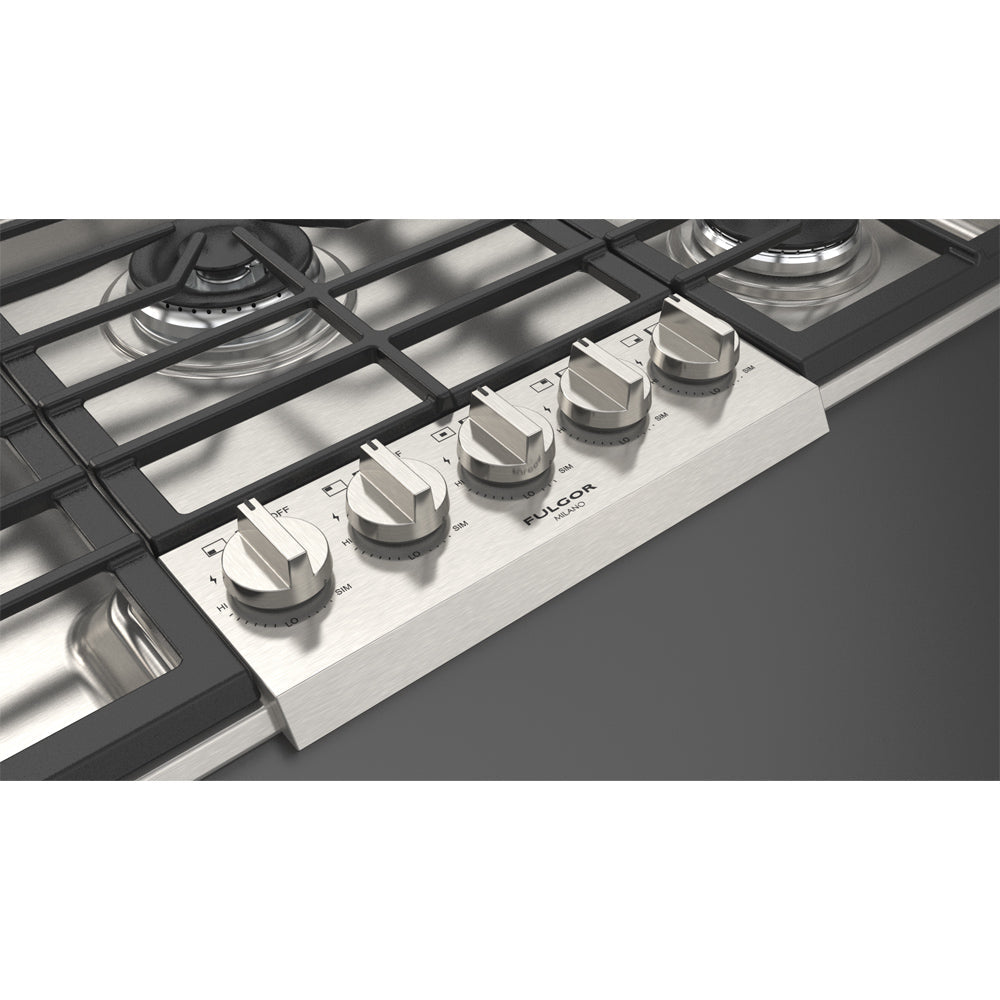 Fulgor Milano 36 in. 400 Series Gas Cooktop with 5 Burners in Stainless Steel (F4PGK365S1)-